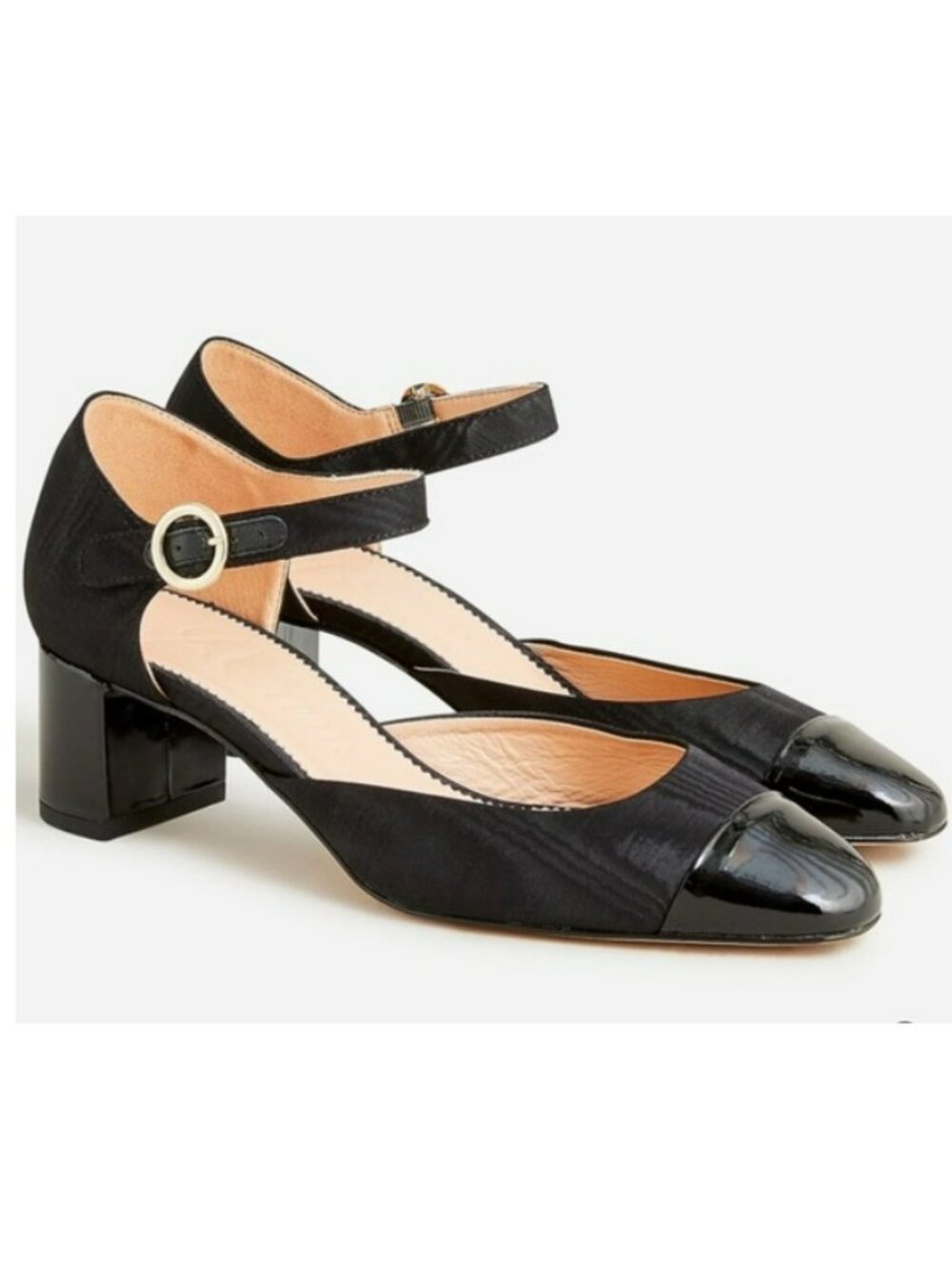 J. Crew Millie Ankle-strap Cap Toe Heels in moiré Women's 8.5